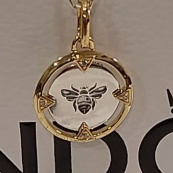 Authentic PANDORA SS and 14k plated Two-tone Bee Medallion Charm 763417C01 - Picture 6 of 13